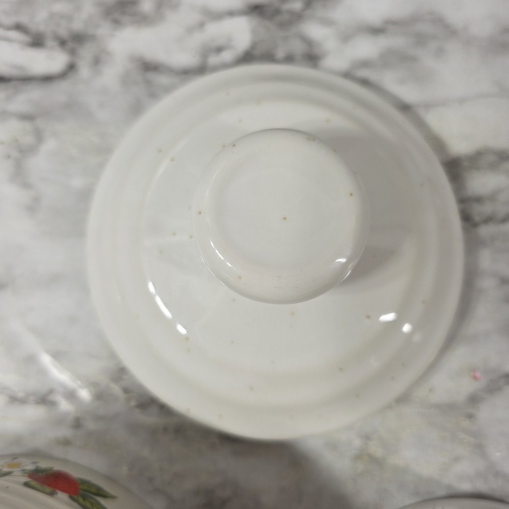 Sheffield strawberries n cream stoneware small vintage crock w/ lid & bowl read - Picture 9 of 16